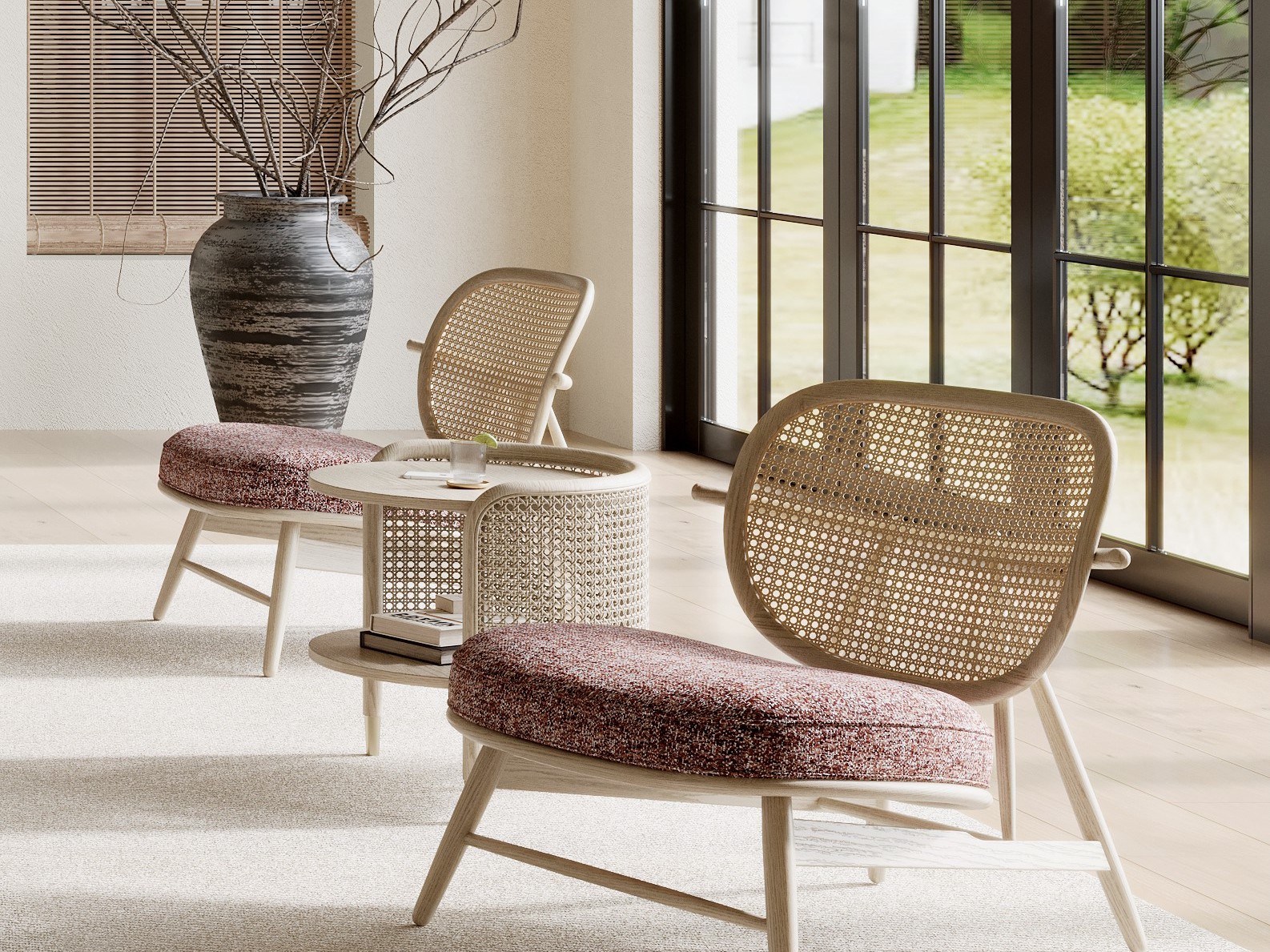 Cane-back lounge chair