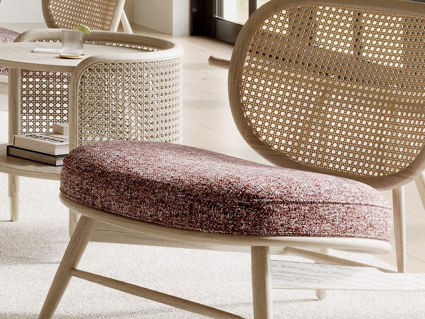 Cane-back lounge chair view 2