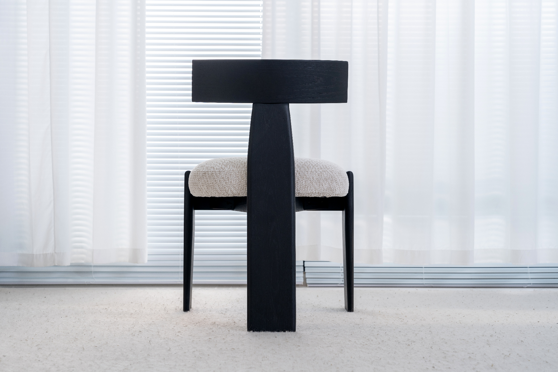 Sculpted T-back chair view 2