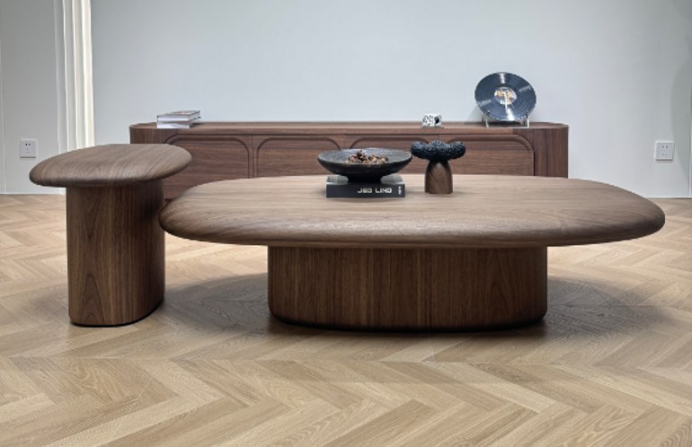 Walnut pebble coffee set