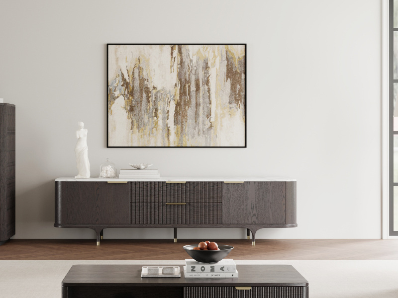 Fluted oak TV console