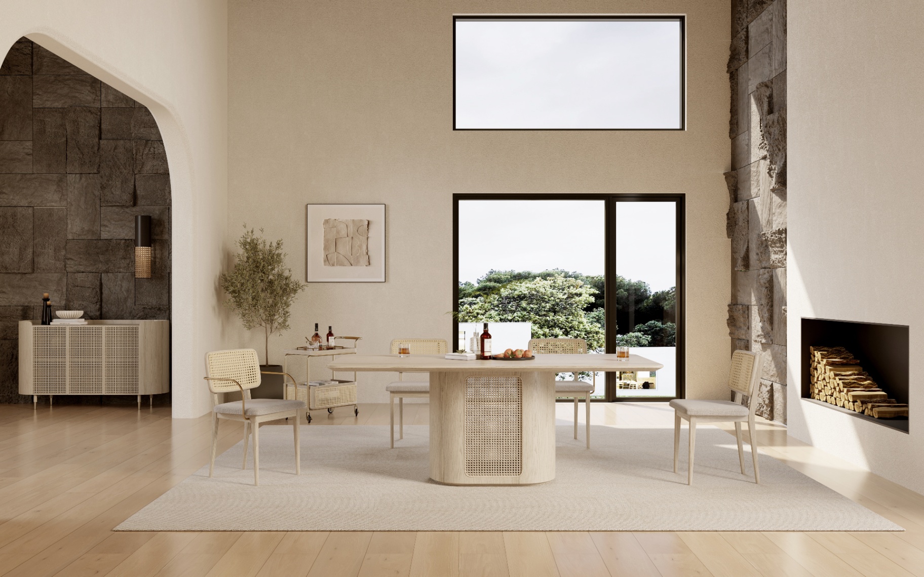 Cane pedestal table