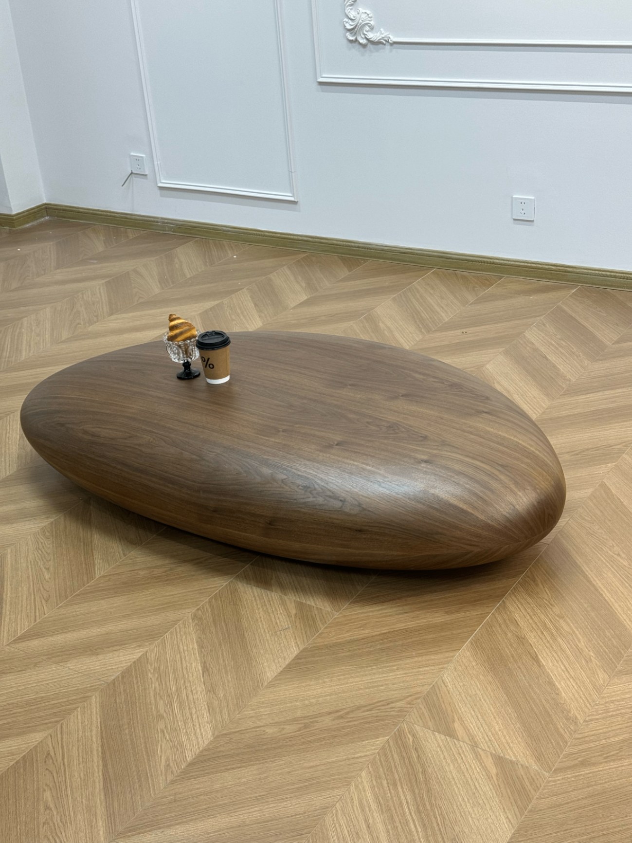 Walnut pebble coffee table