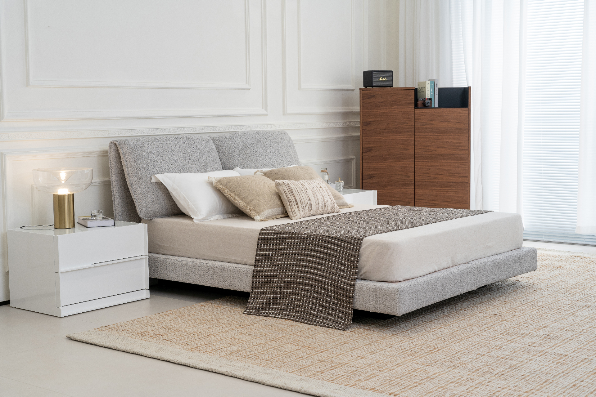 Pillow-back upholstered bed view 2