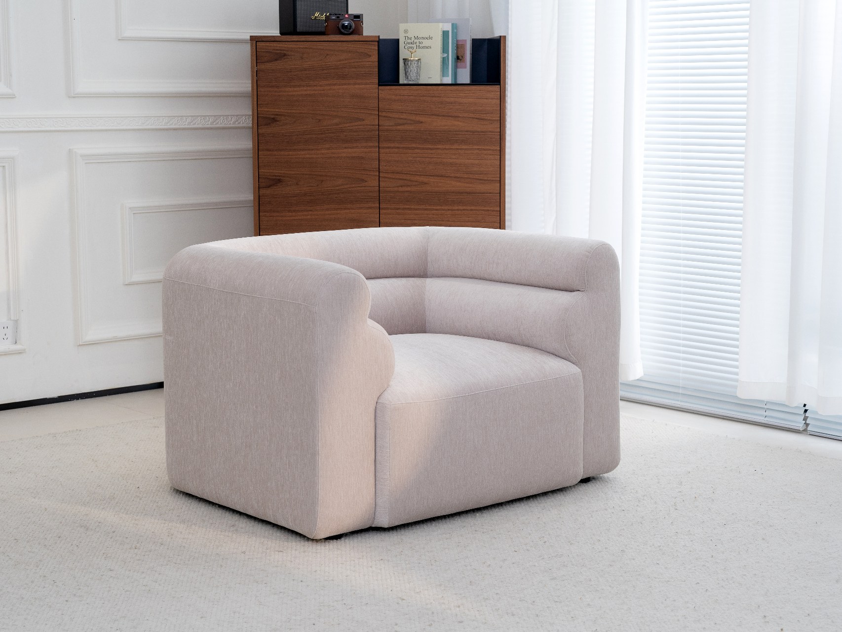 Roll-arm lounge chair view 2