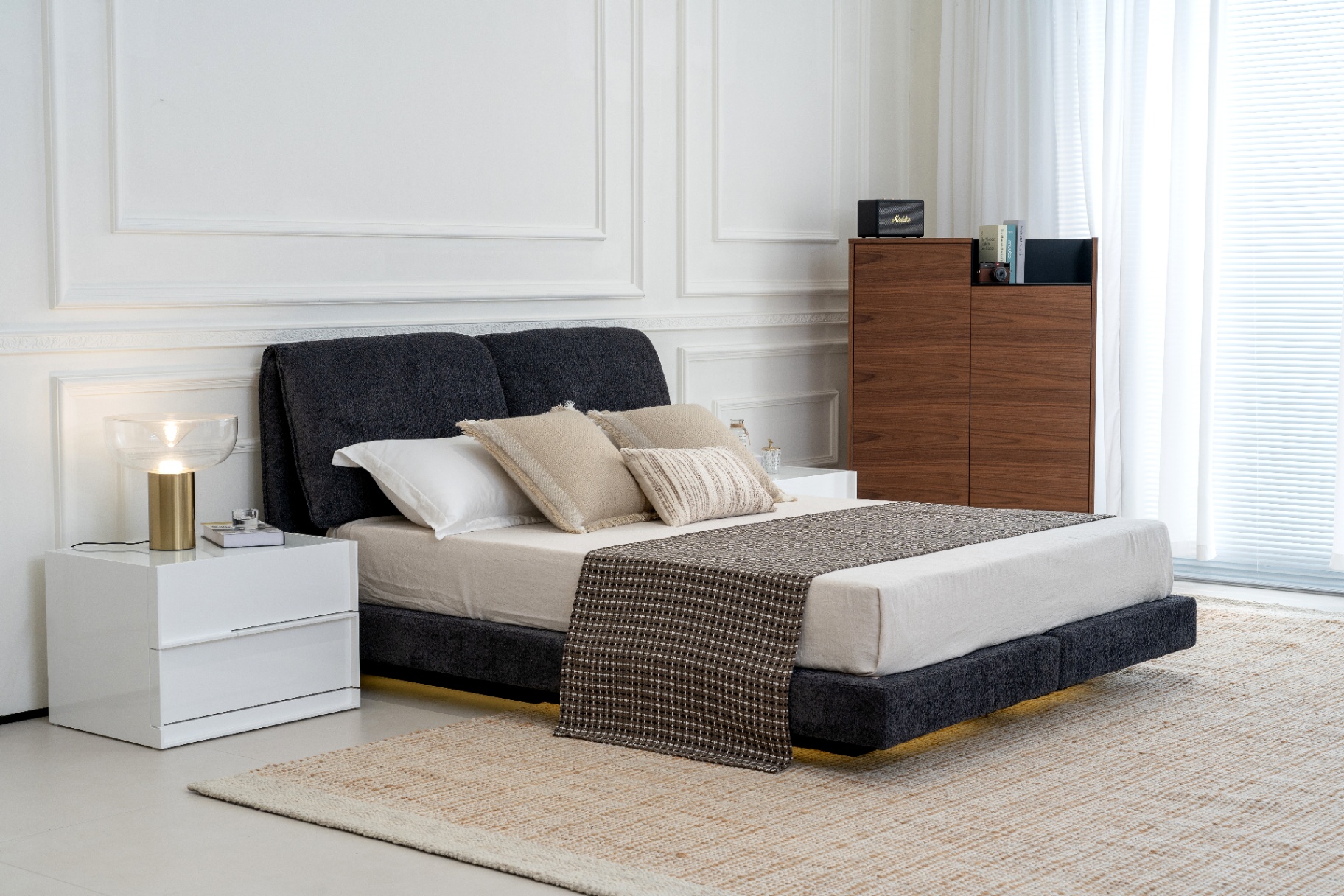 Pillow-back upholstered bed view 2