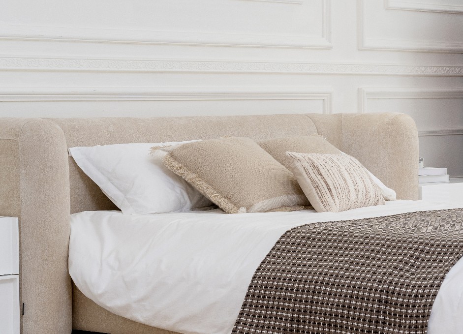 Bolster-arm upholstered bed view 3
