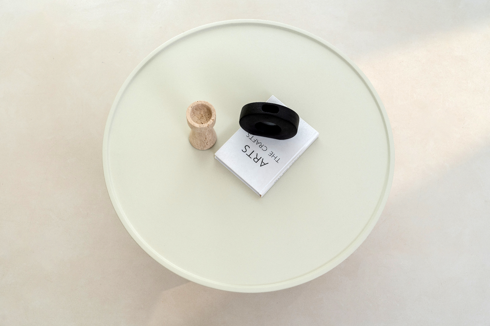 Cream pedestal coffee table view 3