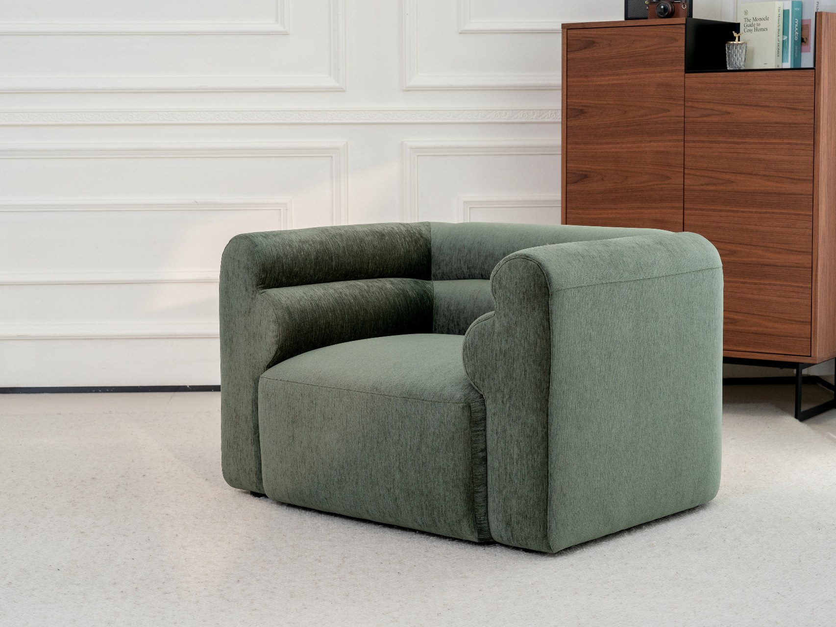 Roll-arm lounge chair view 3