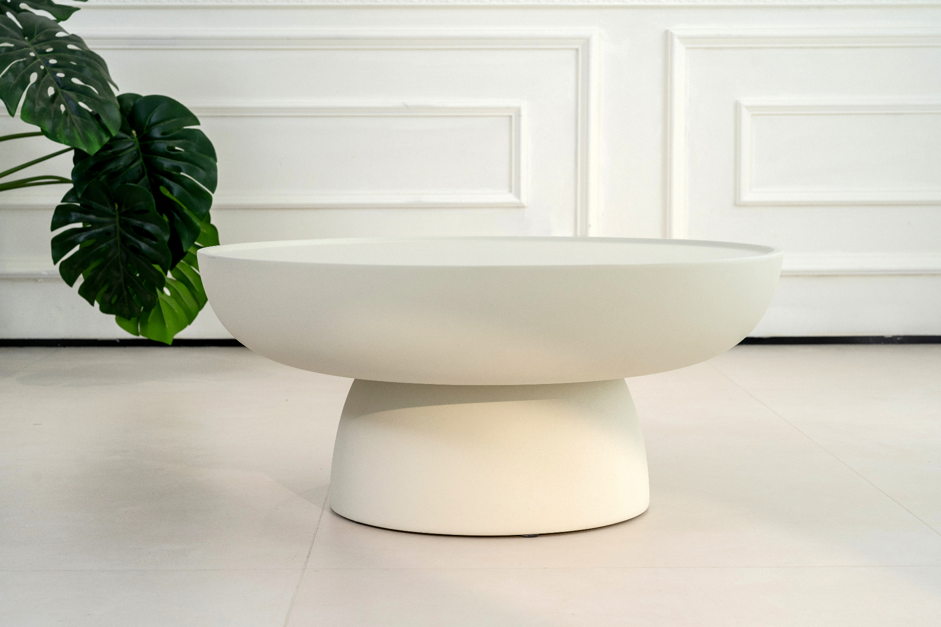 Cream pedestal coffee table view 2