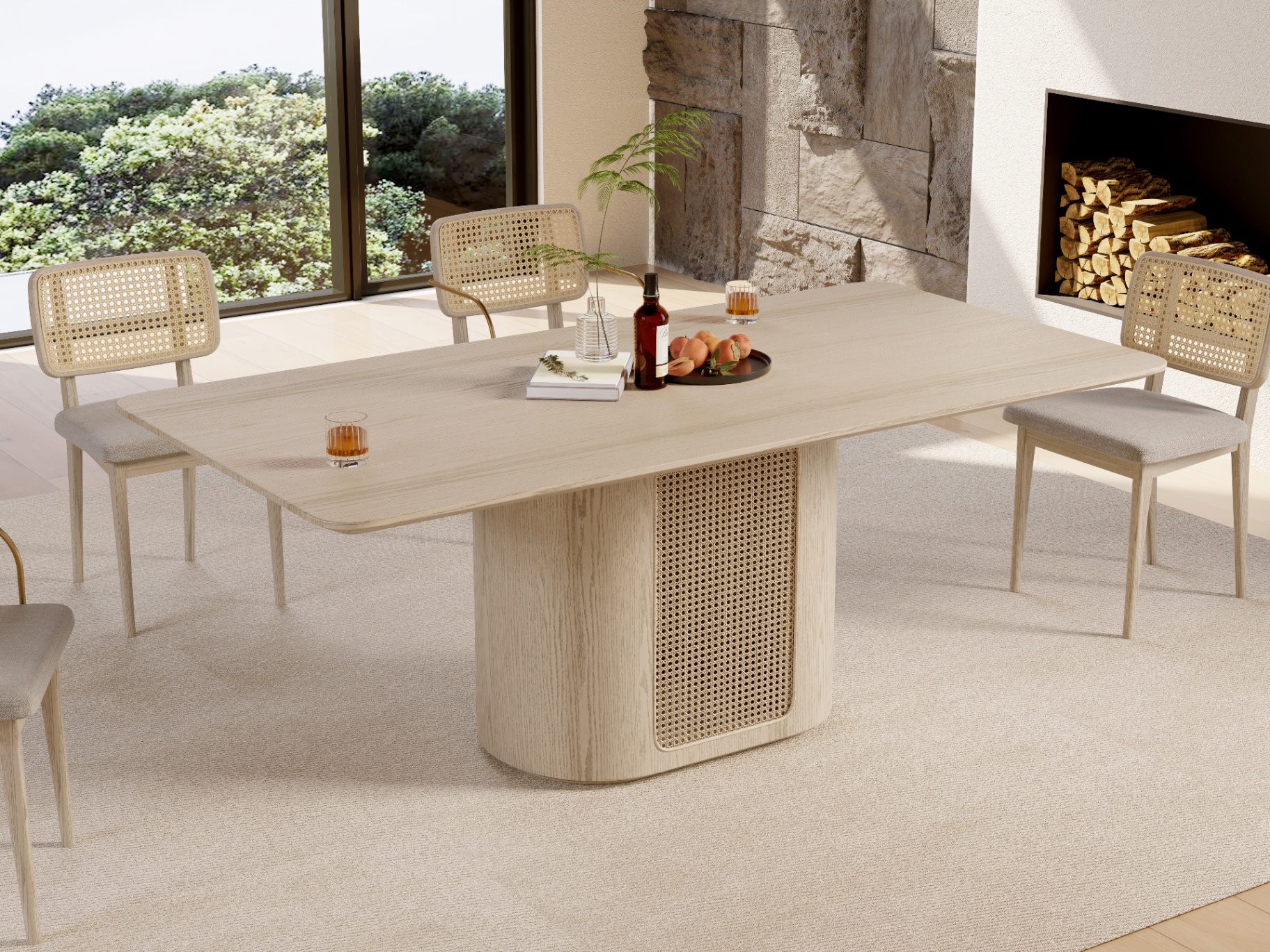 Cane pedestal table view 3