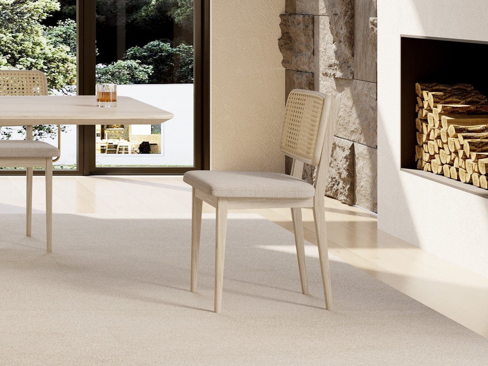 Cane-back chair