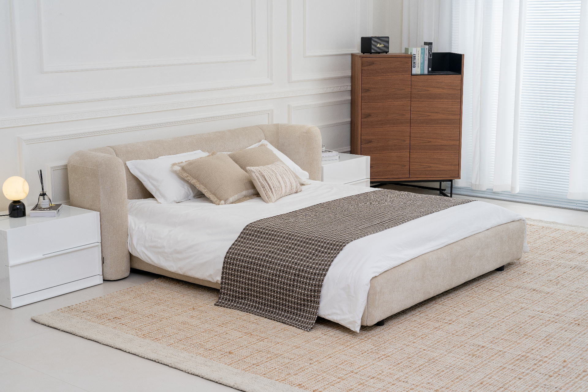 Bolster-arm upholstered bed view 2