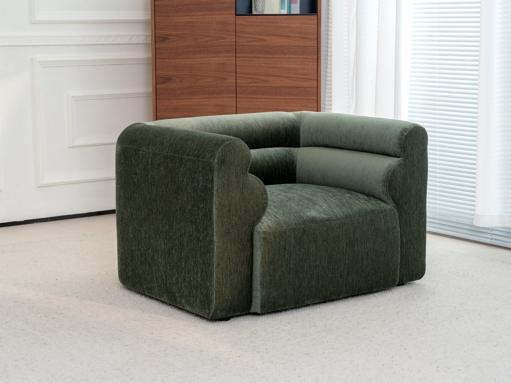 Roll-arm lounge chair view 2